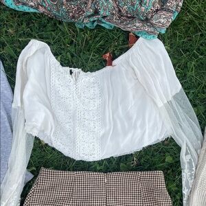 Elegant White Lace Women's Top